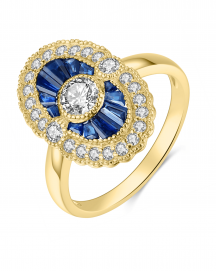 OVAL SAPPHIRE DIAMOND RING (TR4120)